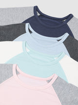Pocky Check Button Roll-up Raglan Long Sleeve