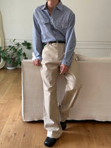 Stripe loose fit pocket shirts