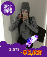 【limited price】 [BELLIDE MADE] Cookie, stripe finger hole T-shirt 