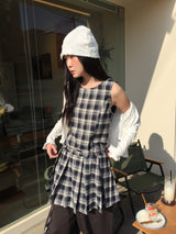 Low Check Pleated Dress (2color)