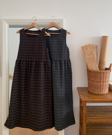 Brownie checkered bustier long skirt sleeveless autumn winter guest look date look 
