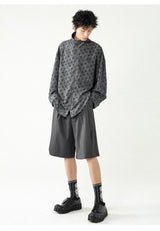 'Butterfly Shadows' Batwing Sleeve Stand Collar Zipper Shirt
