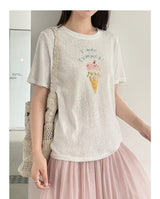 アイスクリームグラフィックライトウェイトサマーTシャツ
