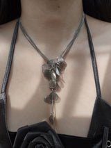 [s.steel] metal flower necklace | 메탈 플라워 드롭 목걸이