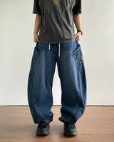 Solar embroidered denim pants