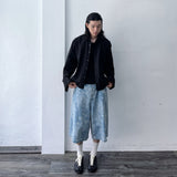 Snowwashed Leopard Wide Denim Culottes
