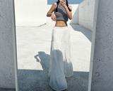 JENNY POCKET LONG CANCAN PLEATED FRINGE SKIRT