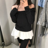[MADE] Petal, dot wide U-neck T-shirt