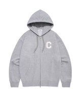 C Logo Hooded Zip-Up Melange Gray