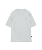 Mesh Cut Cover Stitch Overfit T-shirt - SMOKE GRAY