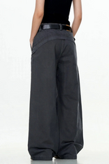 Washed Straight-Leg Cargo Pants