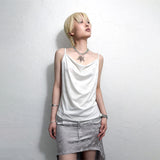 GLITTER COWL NECK CAMISOLE: WHITE