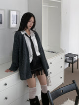 Arven Western Fringe Suede Metal Studded Mini Skirt (2 colors)