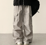 リードニーピンタックヘムストリングワイドパンツ