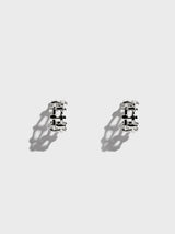Multi Hash Tag Large Hoop Earrings (Silver)