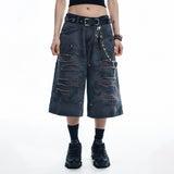 Destroyed Camo Carpenter Bermuda Pants - CHARCOAL