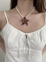 Vintage starfish pearl necklace