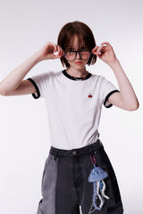 SMALL CHERRY RINGER T-SHIRT [WHITE]