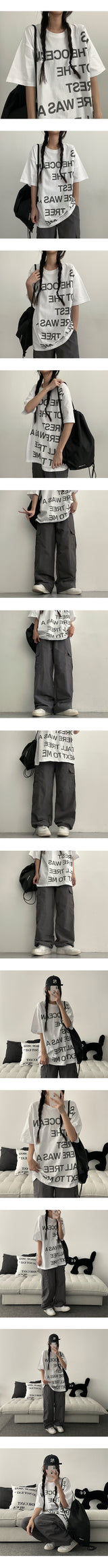 Here レタリング オーバーサイズ フィット 半袖 Tシャツ