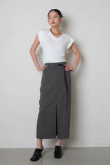 Belted Pencil Skirt_Gray