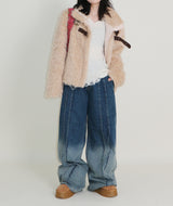 レイチェル 2ベルトディテールショート丈ファージャケット (Lining Quilted)