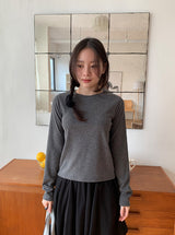 シューカンリブラウンド長袖Tシャツ