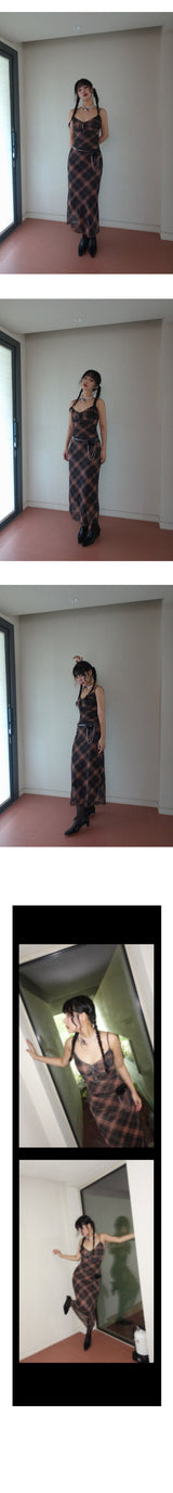 MUFFIN CHECK MAXI LONG DRESS