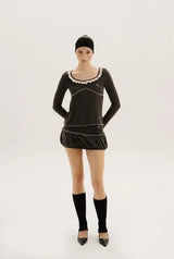 Jam shirring top - charcoal