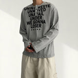Swoolie Lettering Snap Henry Neck Long Sleeve T-shirt (4 colors)