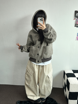 TERRY SHEEP🐑☁🤎HOODIE CARDIGAN JACKET 🤎💛🖤3COLOR
