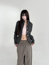 1540. Stand collar button jk (2color)