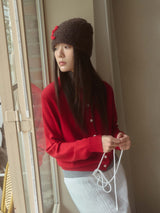 Ribbon Lettering Beanie - Brown