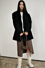 Fuzzy heavy wool coat, Black