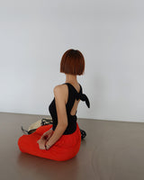 Back Slit Ribbon Knot Round Sleeveless