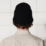 BUTTON FLOWER BEANIE / BLACK