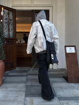 RELABEL (Huanjin) Violet and White Smoke-Washed Vintage-Style Checked Hooded Modified M65 Work Jacket