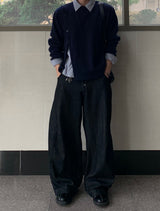 Oblique Slash Button Knit