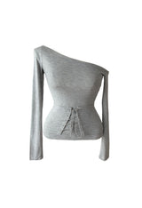 One off-shoulder slim corset long-sleeved shirt