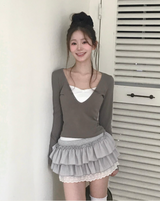 gray vicky lace cancan skirt