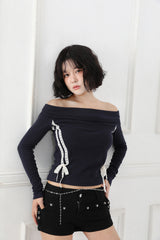 Offshoulder Lace Two-way T-shirt