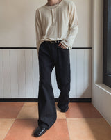 Curden Diagonal Cut Curved Bootcut Pants