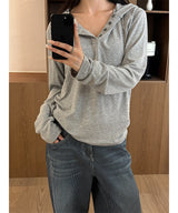 [Unisex] ヘンリーネックフードロングスリーブ(3color)