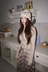 Long Check Chiffon Sharalla Skirt