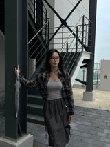 Loose fit see-through check shirt male (2 colors)