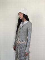 Frill Hem V-Neck Cardigan (3color)
