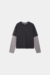 スラブクロップレイヤーTシャツ