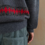 Kidmohair v-neck knit / Charcoal
