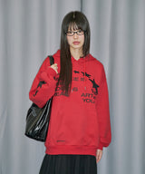 スターアップリケオーバーフィットフードTシャツ - レッド