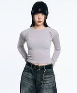Ribbed Crop Long Sleeve - Grey
