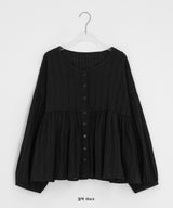 Kentit Stripe Shirring Button Blouse